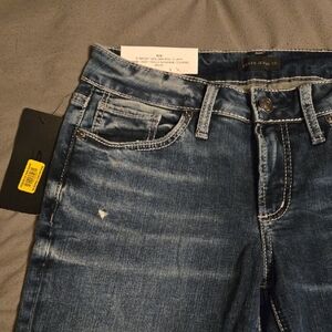 Silver Jeans Women's Straight Leg/Mid Rise Jeans - Blue